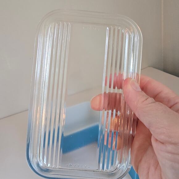 Vintage PYREX Primary Blue Fridge 2 Containers ONE Lid 502-B 40s 50s Mid Century - Picture 6 of 16